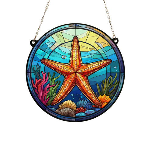 Starfish Stained Glass Effect Suncatcher